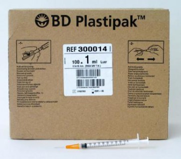 B-D Plastipak spuit + naald steriel doos 100 stuks