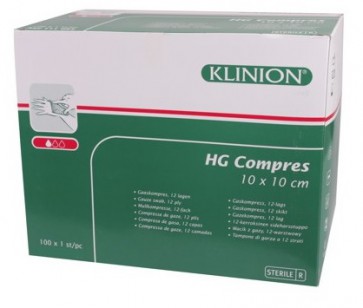 Klinion <span>HG Kompres steriel</span> 10 x 10 cm - 8 laags, 100 stuks
