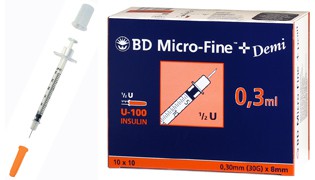 B-D Micro-Fine spuit 0,3 ml + naald 0,3 x 8 mm - 100 st.
