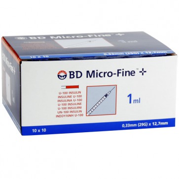 B-D Micro-Fine 1 ml + naald 0,33 x 12,7 mm - 100 st.
