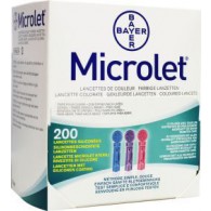 Bayer Microlet bloedlancetten gekleurd 200 st.