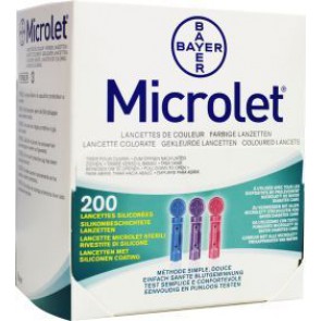 Bayer Microlet bloedlancetten gekleurd 200 st.